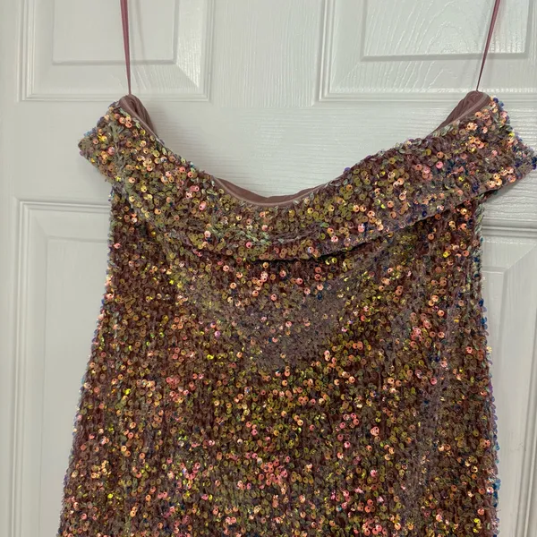 White Birch Pink‎ Sequin Strapless Dress Size XL - Image 3