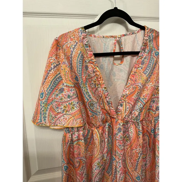 NWOT SHEIN Curve Paisley Boho Wide Leg Jumpsuit Maxi Plus Size Romper , 1XL - Image 5