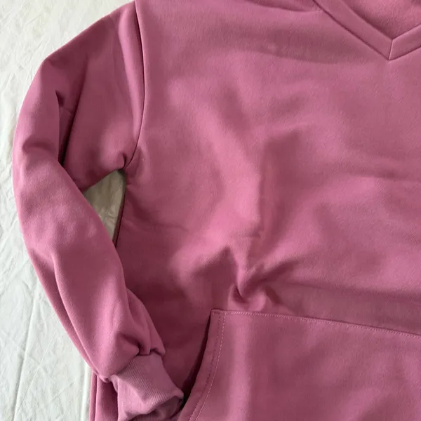 Women's NEW Mauve V-neck Sweatshirt with Kangaroo Pocket Size M #260368 - Image 4