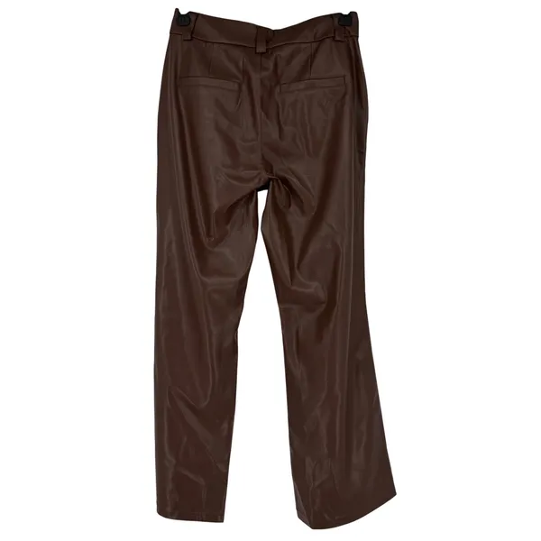 Diane Gilman D2 David Dixon Brown Faux Vegan Leather Flare Leg Pants Size 12 NWT - Image 2