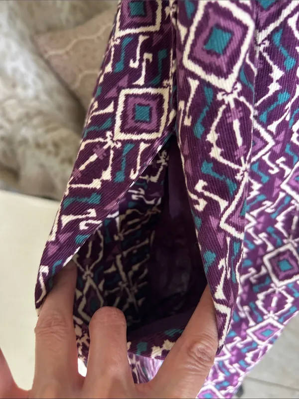 Anthropologie Boho cottage purple corduroy cotton puff sleeve square neck babydoll dress L - Image 5
