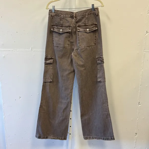 PacSun Brown Cargo Wide Leg Pants High Rise Specially Dyed Streeetwear Size 25 - Image 2