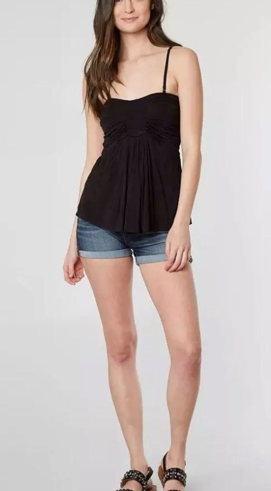 Free People Vacation Vibes Black Tank Top W-098 Sz M - Image 3