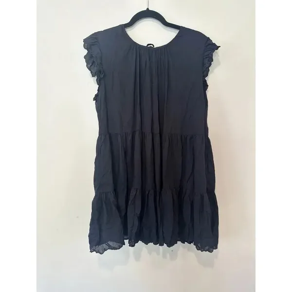 Aritzia Wilfred Sidonie Tiered Black Babydoll Dress Flutter Sleeve Lined 1478 - Image 3