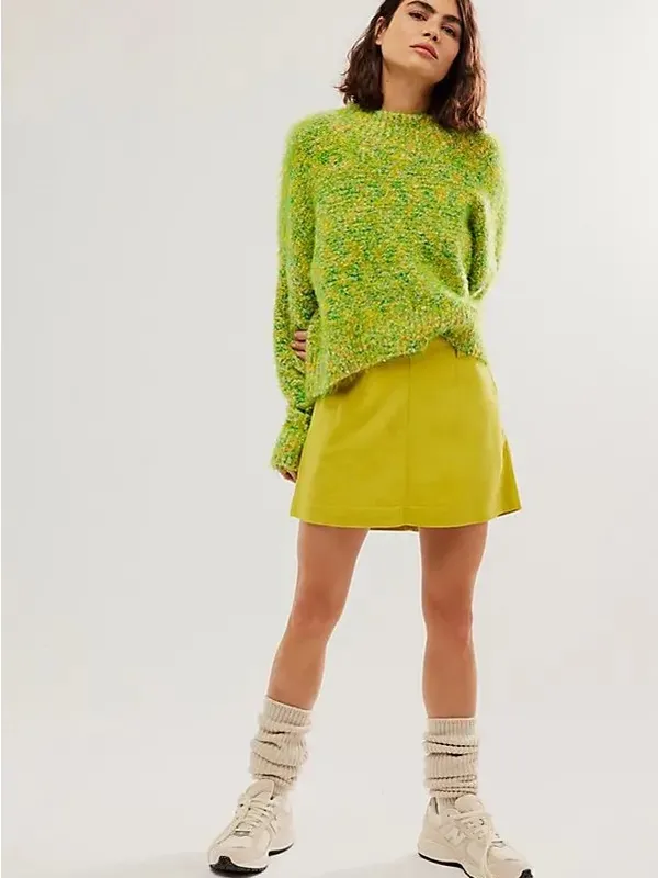 Free People Can't Blame Me Linen Mini Skirt Citronelle 2 Small Summer Dopamine - Image 5