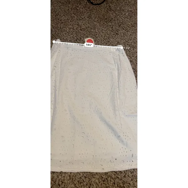 Boden White Eyelet Cotton Midi‎ Skirt Floral Broderie Anglaise Size US 6R NEW - Image 5