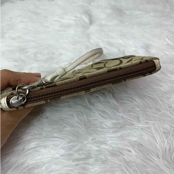 COACH Brown Signature Canvas Wristlet - Image 4