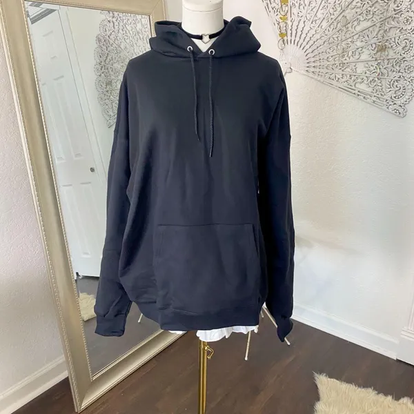 New Hanes Ultimate Cotton Black hoodie Sweater Size XL - Image 2