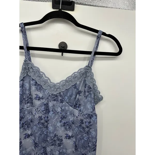 No Boundaries Blue Floral Y2K‎ Mesh Maxi Babydoll Dress Sz M Boho Dainty Feminine Coquette - Image 5