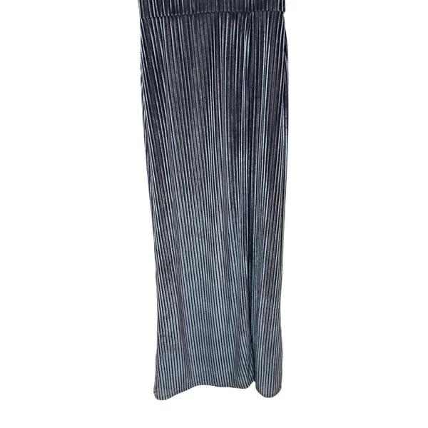 Lovers + Friends NWT Sarai‎ Maxi Dress Short Sleeve Velvet Ribbed Steel Blue - Image 5