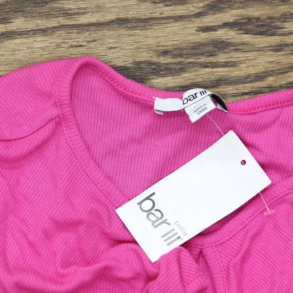 NWT Bar III Womens Petite Cutout Ribbed Sleeveless Shirt Top Pinkadelic Pink XL - Image 3