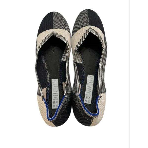 Rothy's Captoe Buffalo Plaid Slip On Flats Size 10 Black White Casual Retired - Image 4