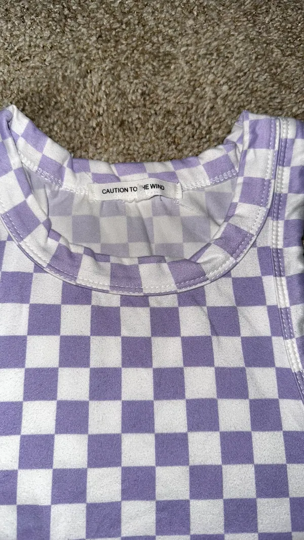 Checkered Halter Crop Tank Top Purple Size unsure - Image 2