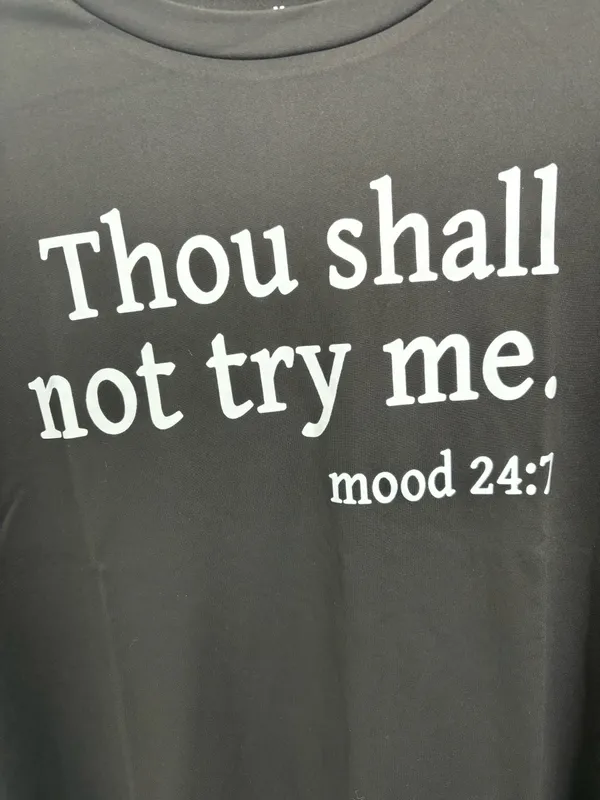 Women’s Medium “Thou Shall Not Try Me” Black Short Sleeve T-shirt • BNIB - Image 8
