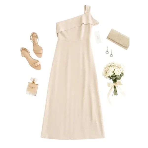 Hayley Paige Occasions One Shoulder Bridesmaid Gown Cashmere Size 22 NWT Maxi - Image 2