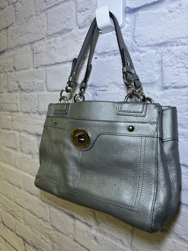 Coach Vintage Penelope Silver Leather Carryall Tote Bag Satchel F16531 - Image 10