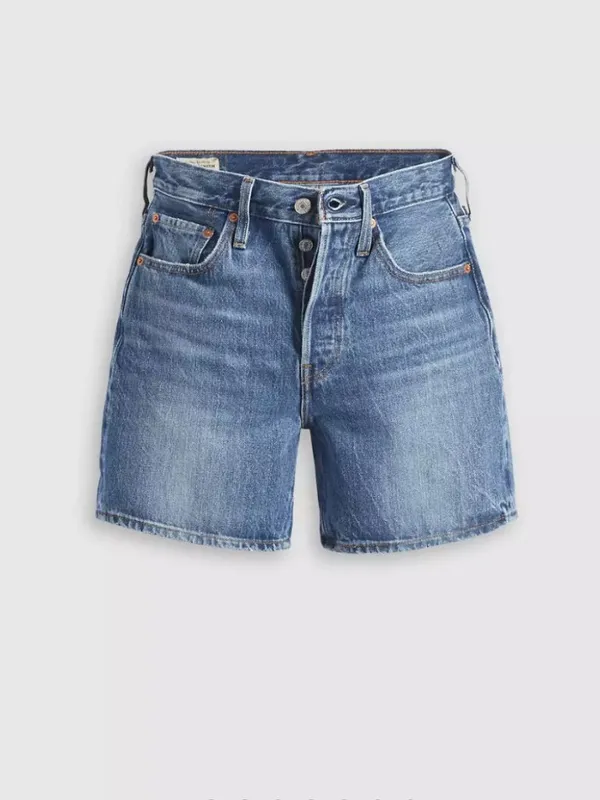 Levi's 25 Premium 501 Mid Thigh Women's Shorts Blue Beauty - Medium Wash - Image 4