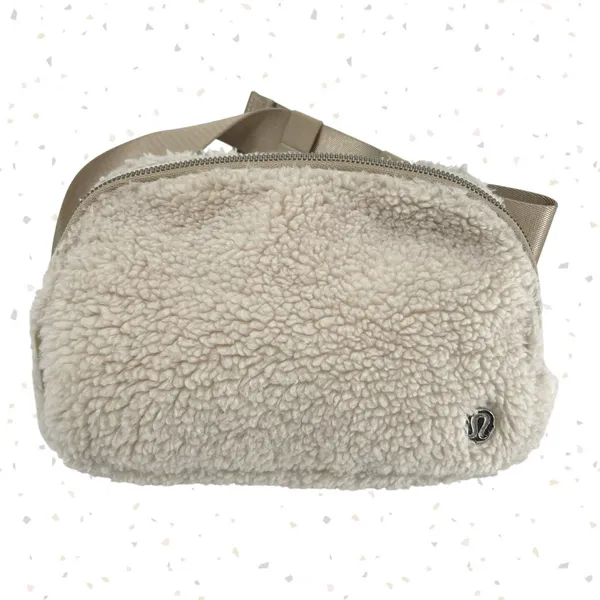 Lululemon Fluffy Fleece Sherpa Belt Bag Cream Fall Neutral Silver Buckle Ivory - Image 2