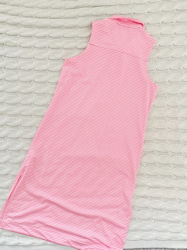Vineyard Vines Pink & White Striped Sleeveless Polo Dress - Image 2