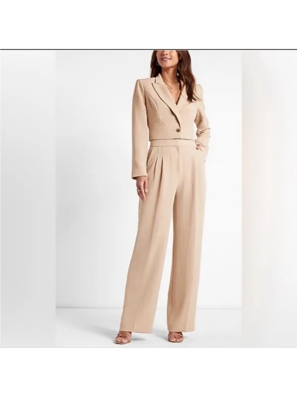 Express Tan Cropped Blazer Tailored Fit Small NEW - Image 3
