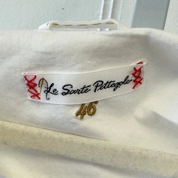Le Sarte Pettegole White Cotton Blend V-Neck Wrap Blouse‎ Made in Italy Size 46 - Image 6