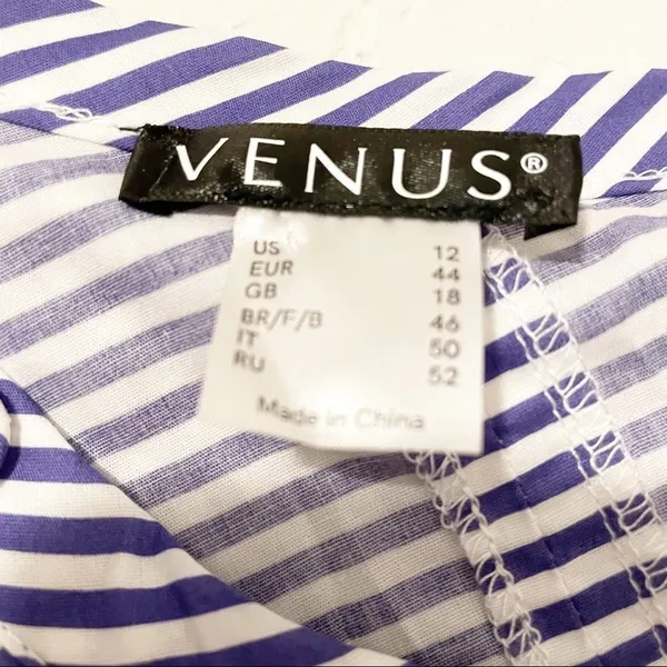 Venus Striped Ruffle‎ Top | Coastal Granddaughter | Cottagecore Preppy Size 12 - Image 6