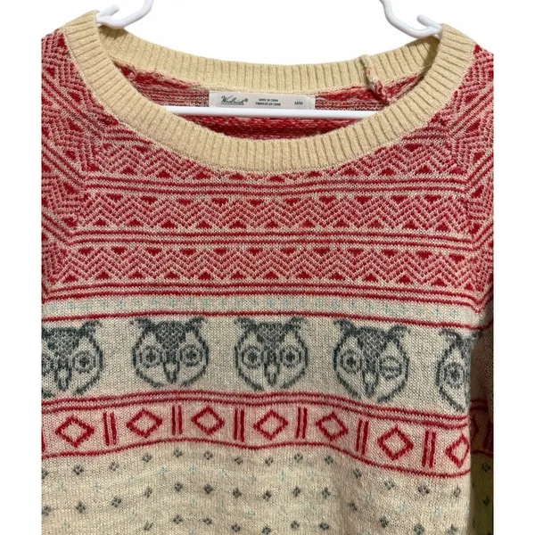 Woolrich Owls Fair Isle Wool Mohair Sweater Women's Size‎ Medium - Image 3