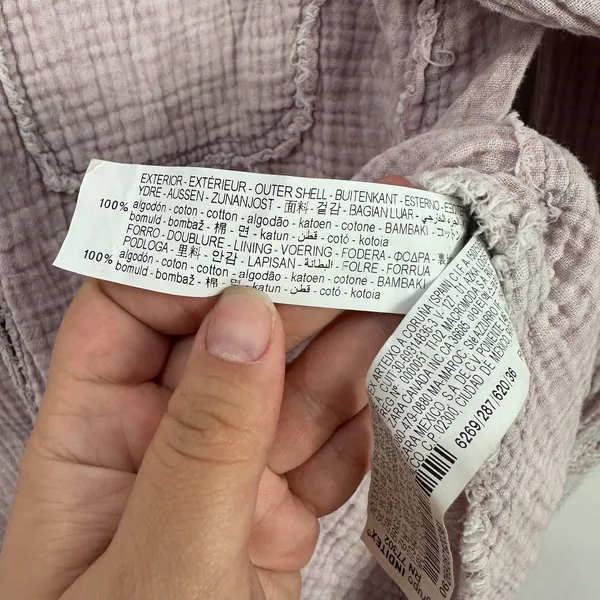 Zara Cotton Gauze Shirt 13-14‎ Pink Button Down Blouse Cottagecore Boho Casual - Image 4