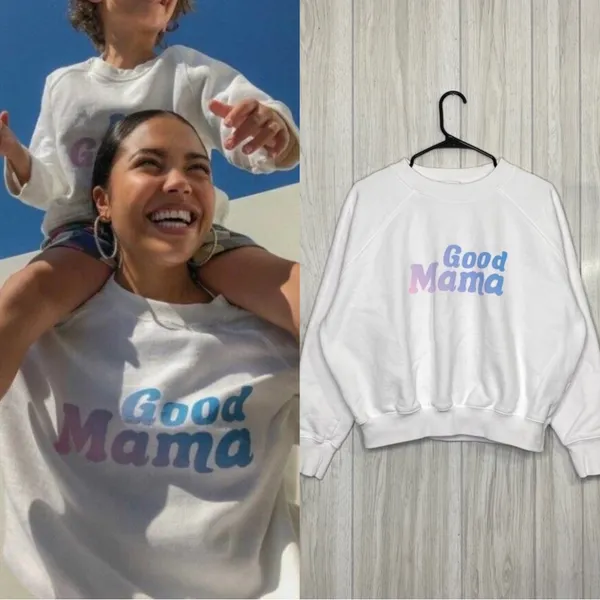 Good American Good Mama Crewneck Cropped Sweatshirt size 2 M Medium - Image 2