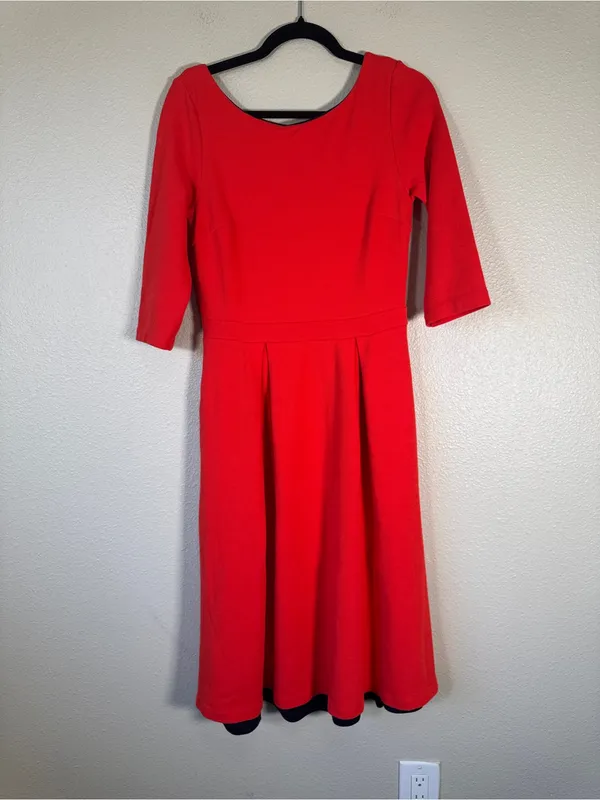 Boden Red Fit & Flare Mini Dress Womens 8 Classic Preppy Corp Core Modest - Image 12
