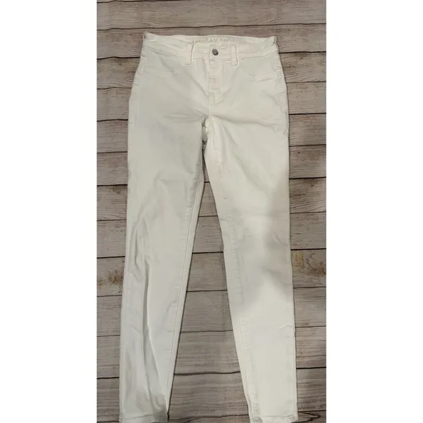AE AMERICAN EAGLE HI RISE JEGGING NEXT LEVEL STRETCH WOMENS JEANS 6 -White - Image 2
