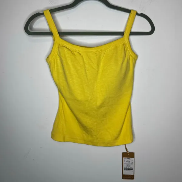 NWT OGL Move Butter Yellow Built-in Bra Square Neck Tank Top Women Size Small - Image 2