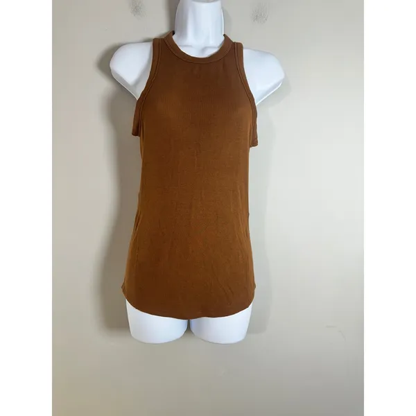 Lululemon Hold Tight Tank Top Copper Brown Ribbed High Neck Racerback Size 4 - Image 4