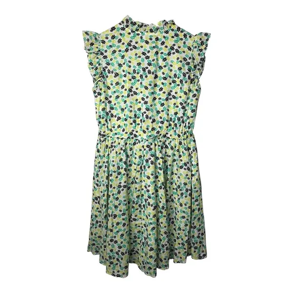 On 34th Floral‎ Flutter Sleeve Dress Womens XS Green White Mini Belted Pockets - Image 9