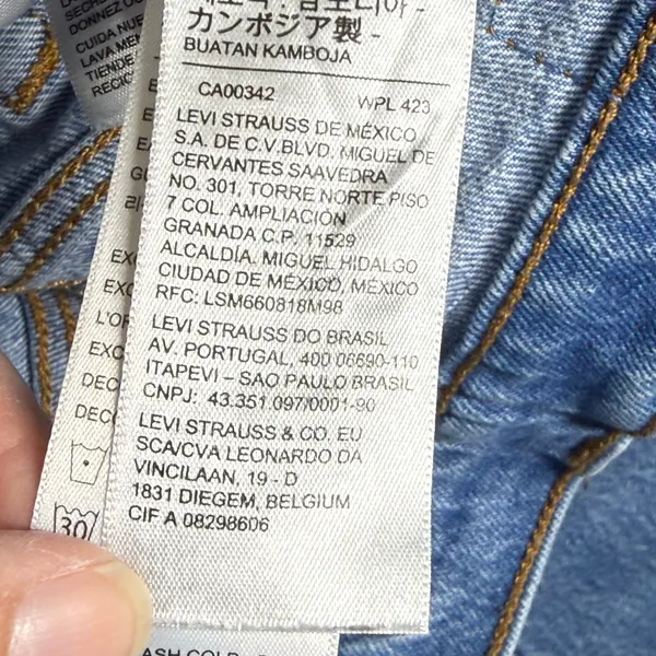 Levis 501 Original Fit Jeans Light Wash Distress High Rise Straight Leg Denim 25 - Image 9