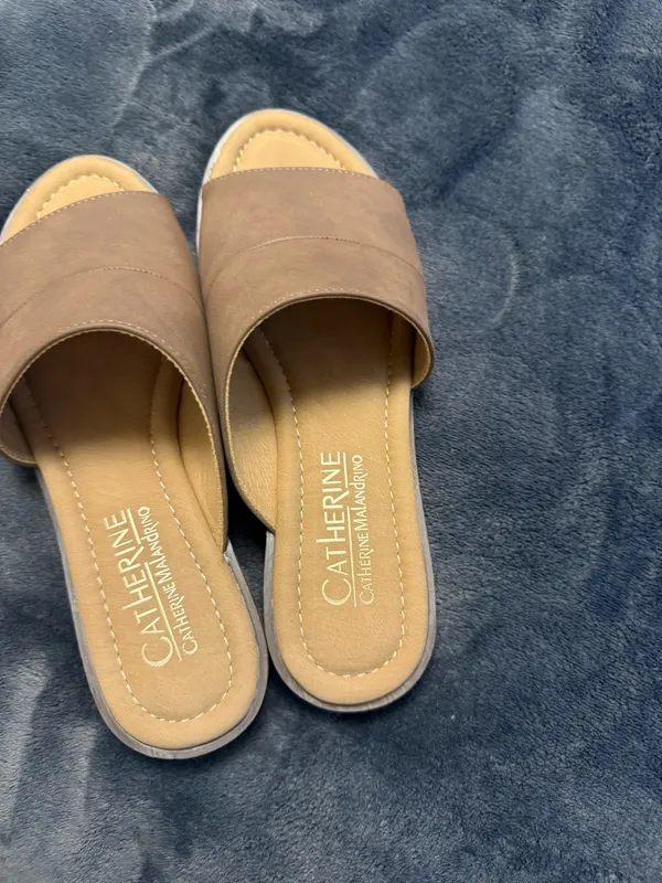 Catherine Malandrino brown leather slides #leather #slides - Image 3
