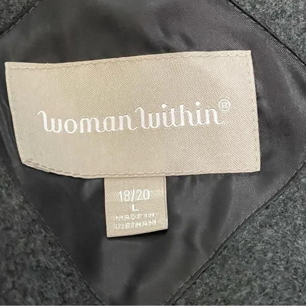 Woman Within Hooded Utility Jacket Black Tan 18/20 NWOT - Image 2