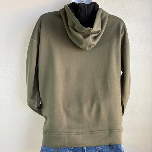 NEW NOBULL Womens Performance Training Hoodie Drawstring‎ Small Olive Green - Image 4
