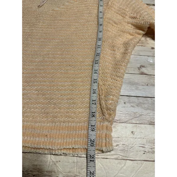 Free People Peach Striped Ballet Oversized Sweater Size XS Linen Wool Blend - Image 7
