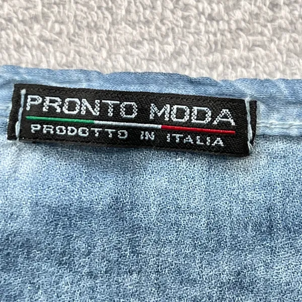 Pronto Moda Italy Blue Mineral Wash Linen Blend Tank Top XL Scoop Neck Womens - Image 5