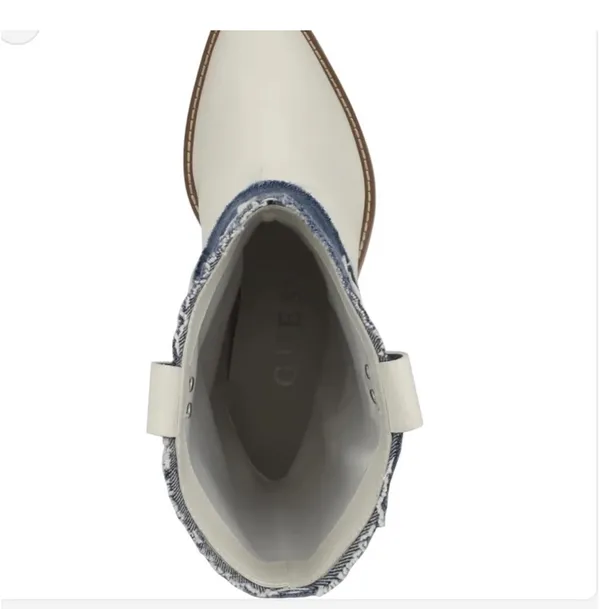 Guess White and Blue Denim Western Cowboy Boots - Image 6