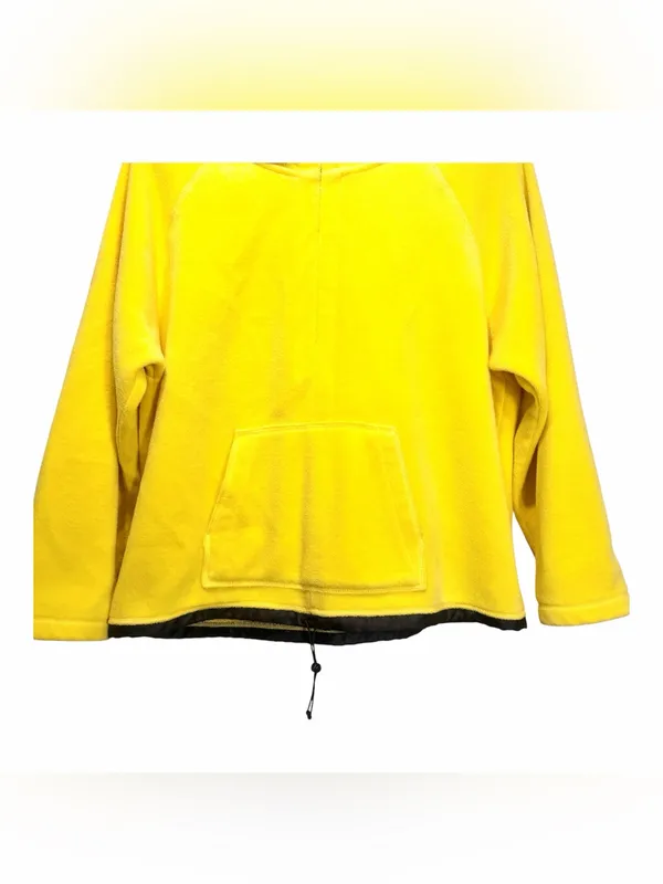 Vintage Liz Claiborne Women's 1/4 Zip Yellow Fleece Hoodie Sweatshirt Size XL - Image 7