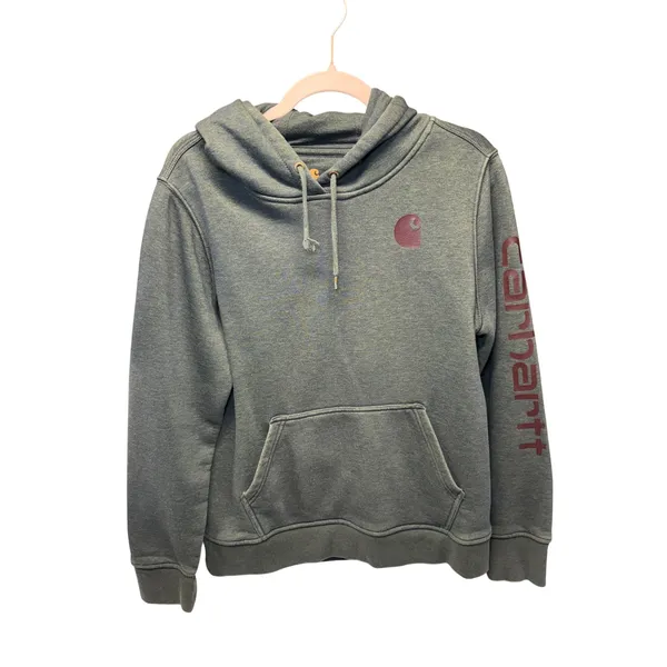 Carhartt Womens Relaxed Fit Logo Graphic Hoodie Olive Green 102791 G01 Size‎ L - Image 2