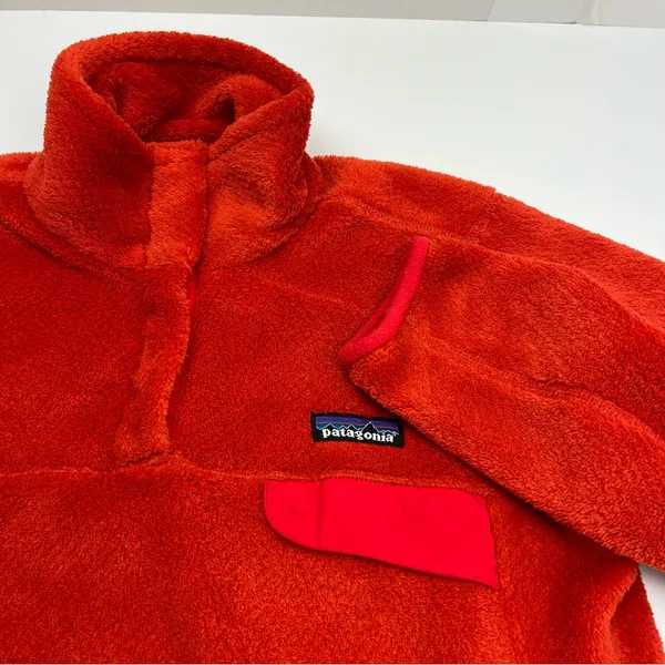 Patagonia Synchilla Polartec Thermal‎ Pro Womens Medium Orange Fleece Pullover - Image 7