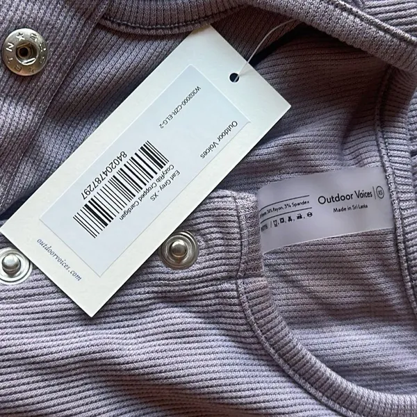 NWT Outdoor Voices Cozy Rib Cropped Cardigan Lavender XS - Image 2