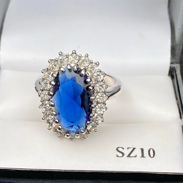 💎💙 NWT NIB New Directions Princess Diana Style Size 10 Sapphire Blue Style Cubic Zirconia Crystal Ring $20.00 💙💎 - Image 5