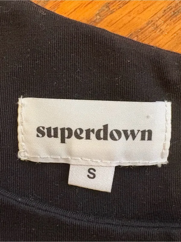 Superdown Black Off Shoulder Bodysuit Size Small Minimalist Going Out Top - Image 2