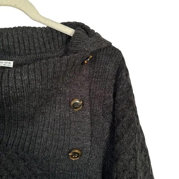 Studio One Women’s Sz XL Gray Cowl Neck Bodycon Knee Length Knit Sweater Dress - Image 4