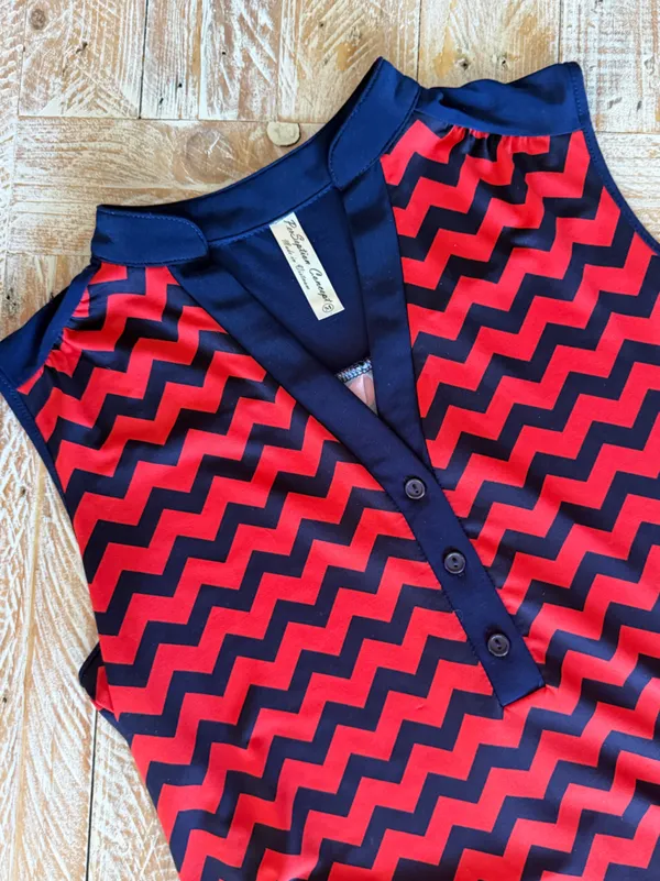 🌟 PerSeption Concept Chevron Striped Summer Tunic 🌟 ~medium Red - Image 5