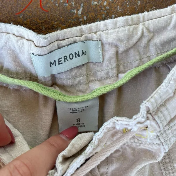 Cream Merona shorts with adjustable drawstring waistband - Image 5
